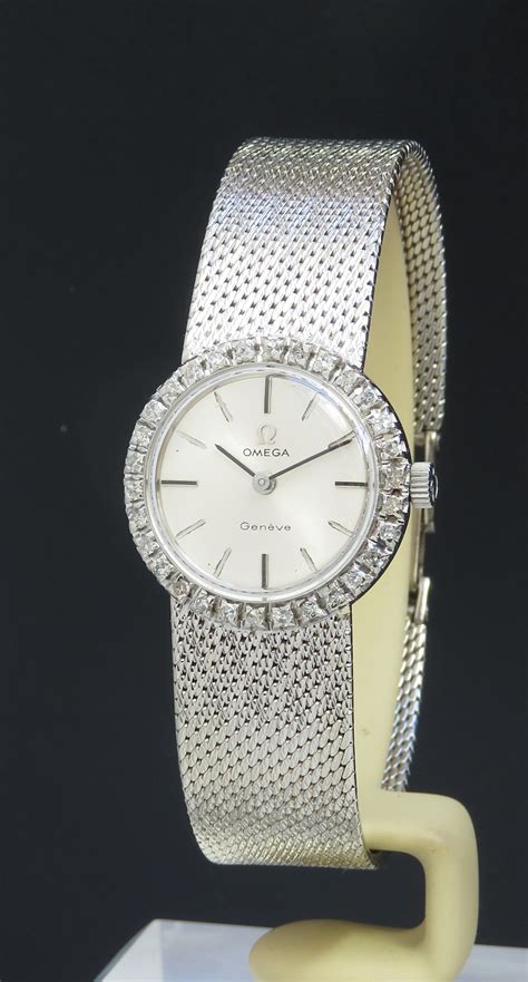 omega watch white gold|omega solid gold ladies watch.